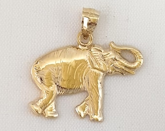 14K Yellow Gold Elephant Pendant