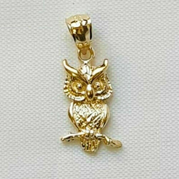 14K Yellow Gold Owl Pendant
