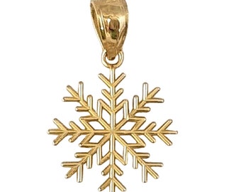 14K Yellow Gold Snowflake Pendant Charm