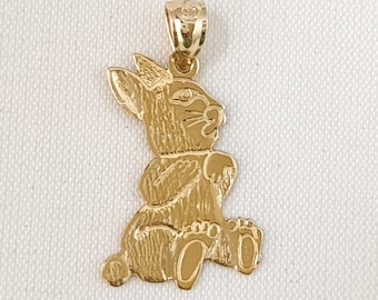 14K Yellow Gold Rabbit Pendant