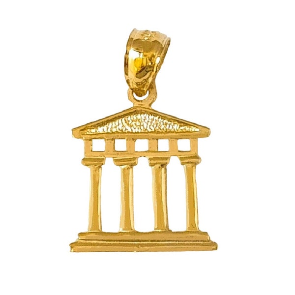 14K Yellow Gold Greek Acropolis Charm Pendant