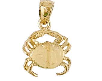 14k Yellow Gold Chesapeake Bay Crab Charm/pendant With - Etsy