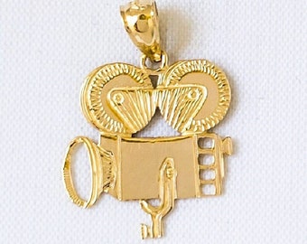 14K Yellow Gold Movie Camera Pendant