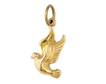 14k Yellow Gold Pigeon Dove Bird Pendant Charm