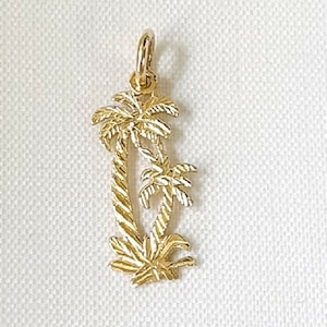 14K Yellow Gold PALM TREE Pendant