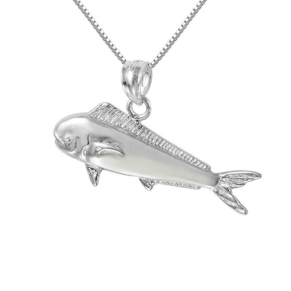 925 Sterling Silver Necklace w/ Mahi Mahi Fish Pendant Charm
