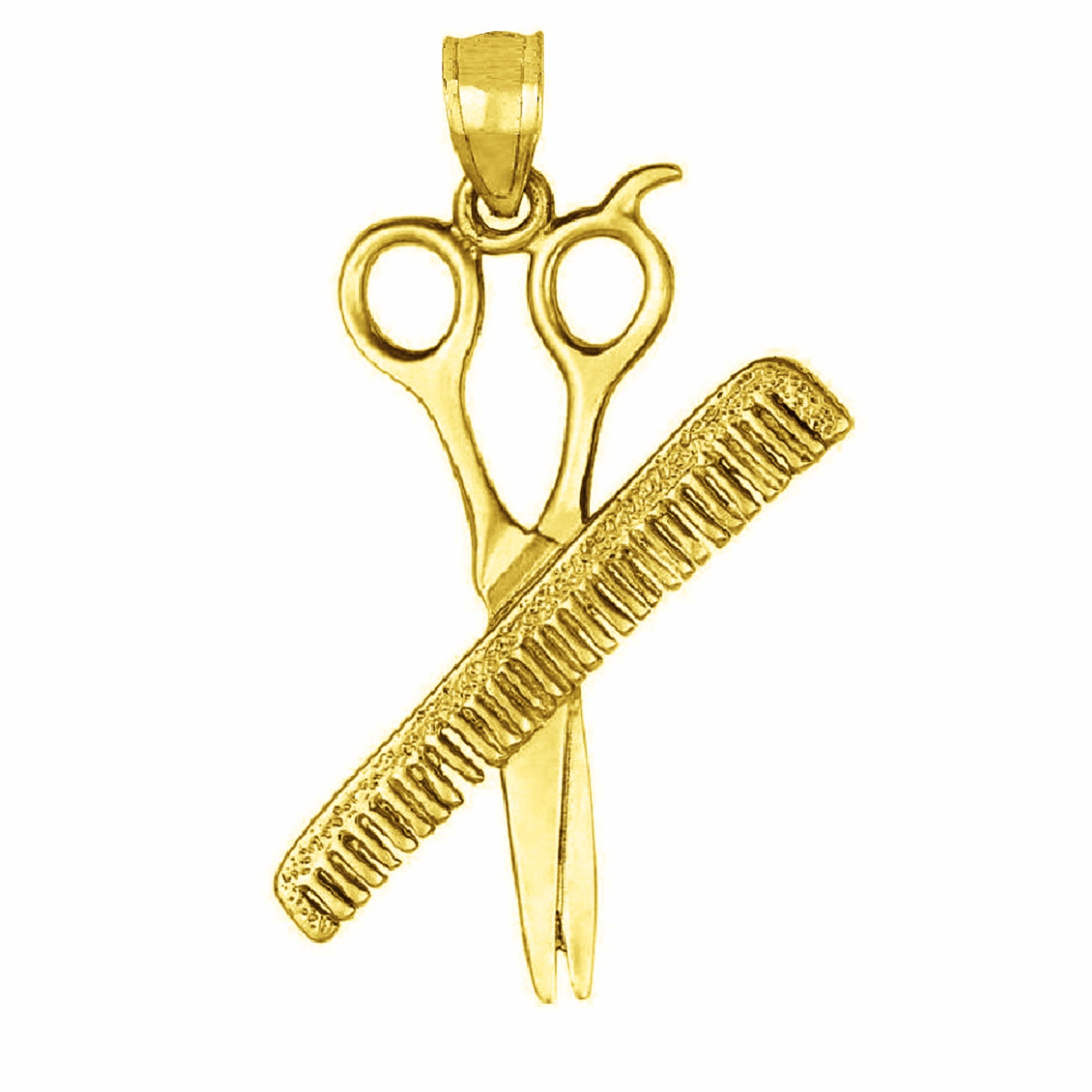 14K Yellow Gold BARBER SCISSORS & COMB 3D 3 Dimensional Etsy
