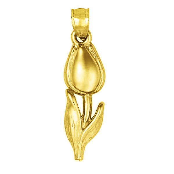 14K Gelb Gold TULIP FLOWER Anhänger