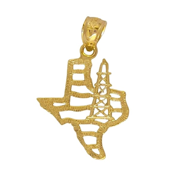 14K Yellow Gold Texas Oil Well Pendant