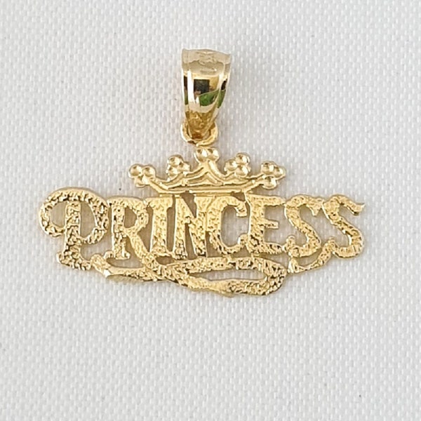 14k Yellow Gold PRINCESS Pendant / Charm, Made in USA