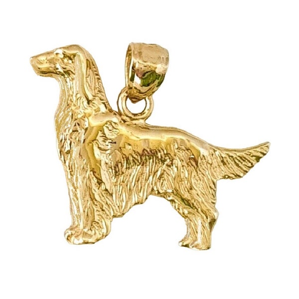 14K Yellow Gold Irish Setter Dog Pendant