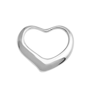 Sterling Silver High Polished  Classic Valentine Floating Heart Pendant Charm