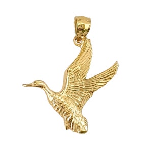 14K Yellow Gold Duck Mallard Waterfowl Bird Pendant