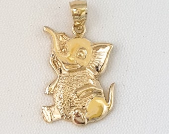 14K Yellow Gold Elephant Pendant