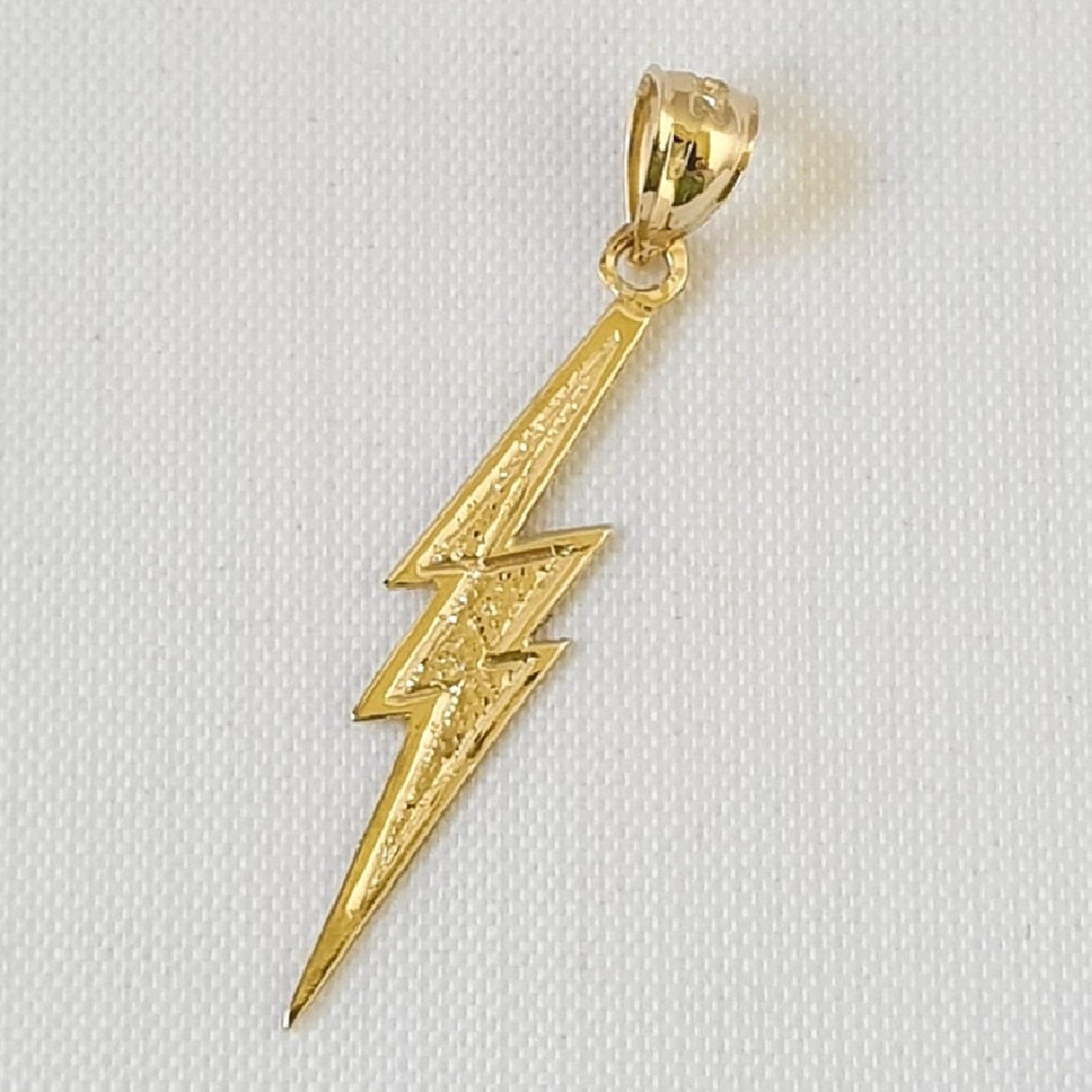 14K Yellow Gold LIGHTNING BOLT Pendant Etsy