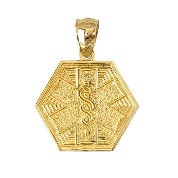 14K Yellow Gold MEDICAL ALERT SYMBOL Pendant