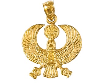 14K Yellow Gold Egyptian Phoenix Bird Pendant