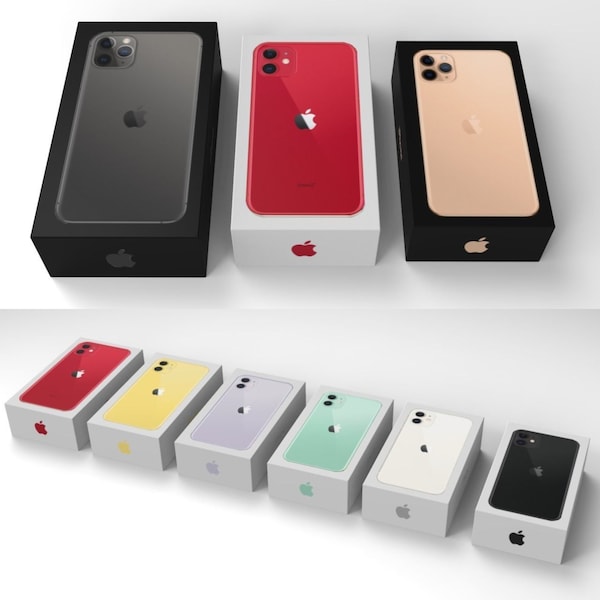 All Official Boxes iPhone 11 and 11 Pro and 11 Pro Max 3D model blend, fbx, dae, obj Files Instant Download