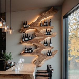 Farmhouse wine stand handcrafted solid wood wine rack countertop rustic wine bottle holder for modern kitchen or home bar decor