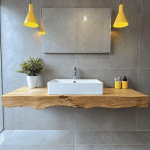 Handmade live edge bathroom vanity shelf rustic vanity corner shelf wall mounted brackets bathroom decor housewarming gift
