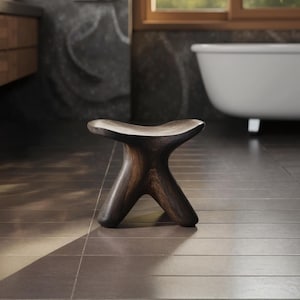Solid Teak Shower Bath Spa Foot Stool Side Table Rustic Wood Shower Seat for Indoor Use Water Resistant Rustproof Hardware Bathroom Decor