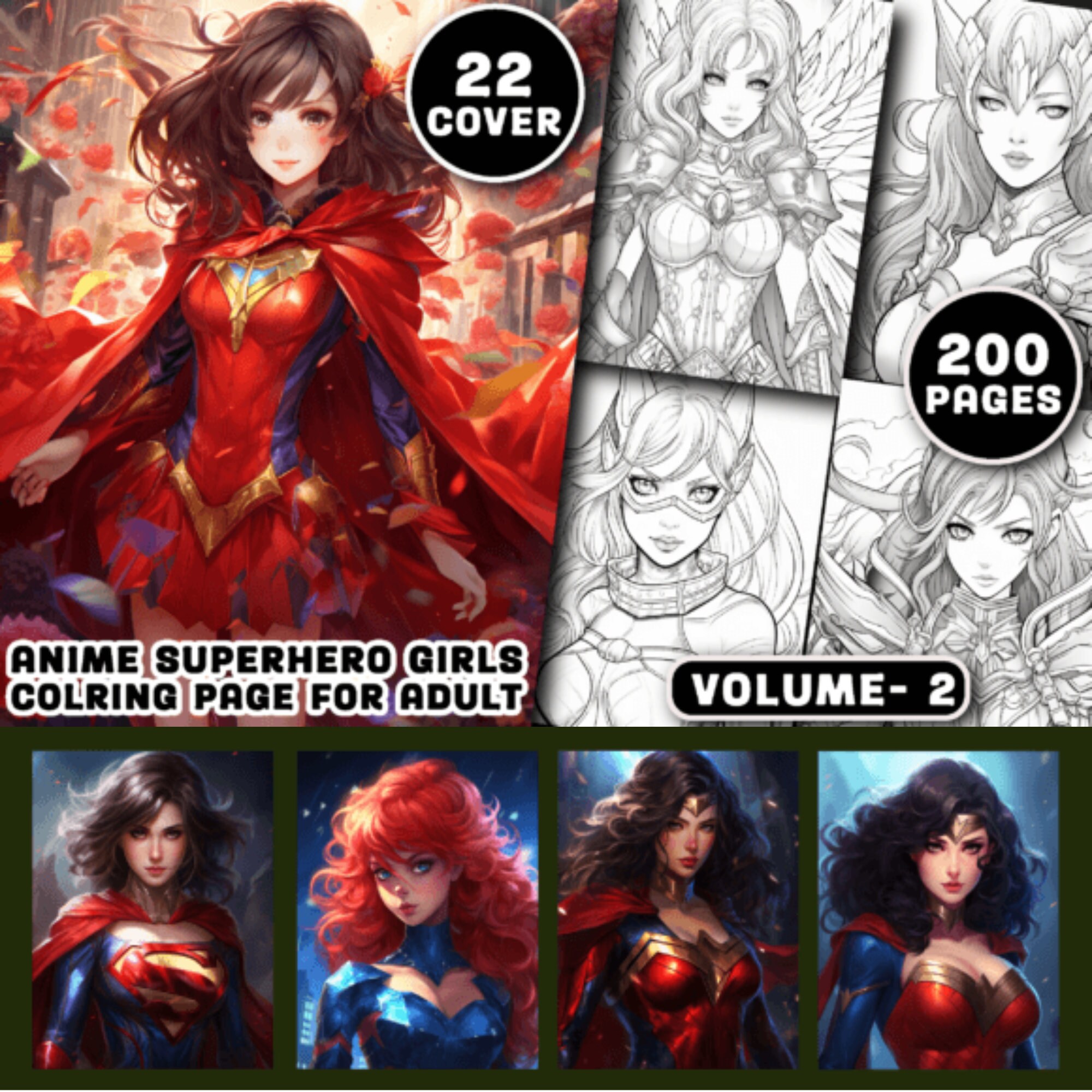 200 Anime Superhero Coloring Page Digital Download, Printable Hero Line