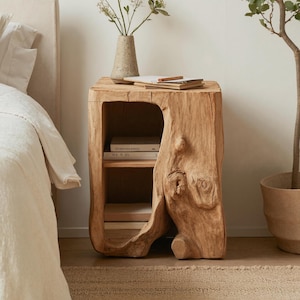 Rustic bedside table handmade end table with drawer farmhouse nightstand for bedroom natural wood bedside shelf gift for home