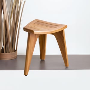 Rustic Wood Shower Seat for Indoor Use Solid Teak Shower Bath Spa Foot Stool Side Table Water Resistant Rustproof Hardware Bathroom Decor