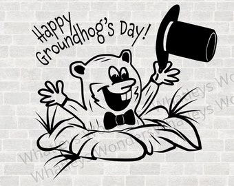 Groundhogs Day SVG - Creature JPG - Happy Groundhogs Day Cut File - Hand Drawn File - Shadow Digital File - Tshirt File -  animal Svg