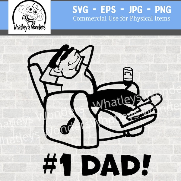 Man on Recliner SVG - Funny Father's Day JPG - Funny Male Cut File - Hand Drawn File - Man Relaxing File - Male Drinking File