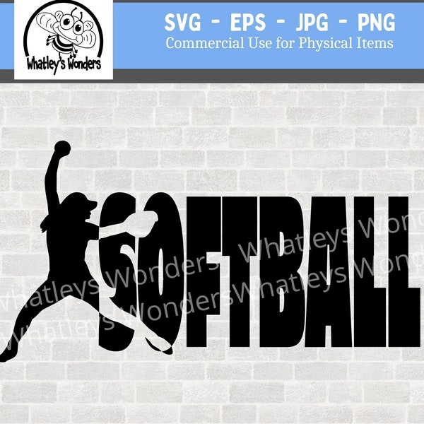 Softball Pitcher Svg - Play Ball Svg - Softball tshirt file - Player Svg - Softball cut file - Team Svg  - Silhouette - handdrawn