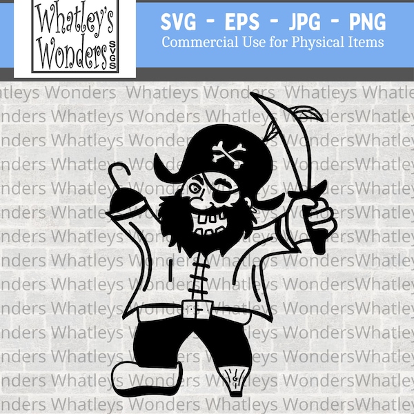 Pirate SVG - Peg Leg Pirate Cut File - Kids Pirate JPG - Cricut file - Hand drawn file - Silhouette File - Pirate Weekend SVG -Ahoy Matey