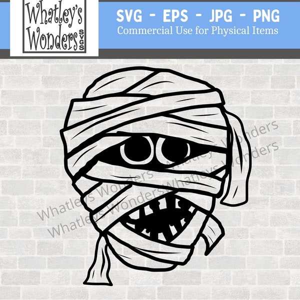 Mummy JPG - Mummy Face Svg - Monster Cut File - kids Halloween Svg - Halloween Cut Files -  tshirt file - hand drawn cut file