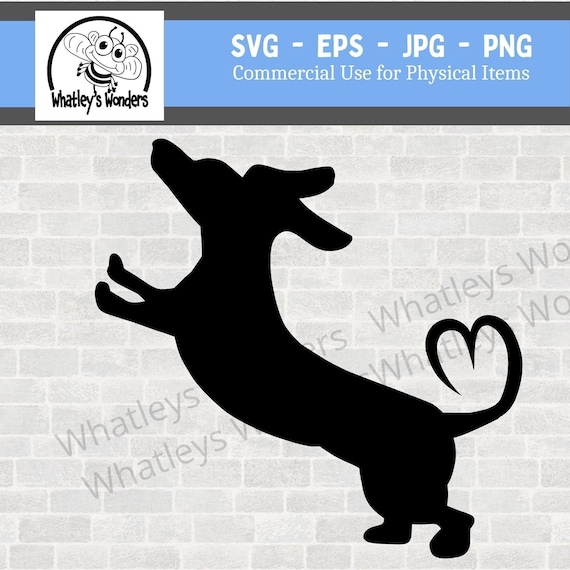 Dachshund SVG - Puppy JPG - Dog Cut File - Small dog png - hand drawn file - tshirt file - pet digital file - Weener Dog heart tail SVG