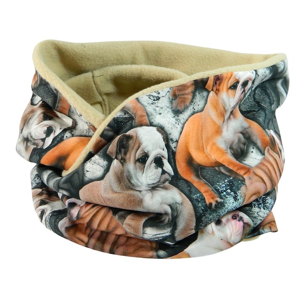 Loop scarf, dog puppies, bulldog, pit bull, cuddly scarf, endless scarf, loop scarf, neck sock, round scarf, hooded scarf, dog man