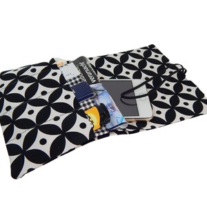 Tabakbeutel, schwarz weiß, Tabaktasche, Tabaketui, Drehertasche, Aufbewahrung für unterwegs, Utensilo, kleine Tasche, Ordnungshelfer