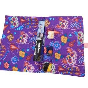 Tabakbeutel, Sugarskulls Kitties, Tabaktasche, Tabaketui, Drehertasche, Aufbewahrung für unterwegs, Utensilo, kleine Tasche, Ordnungshelfer