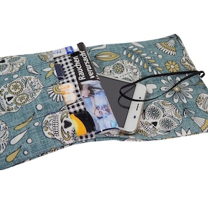 Tabakbeutel, Totenköpfe, Tabaktasche, Tabaketui, Drehertasche, Aufbewahrung für unterwegs, Utensilo, kleine Tasche, Ordnungshelfer