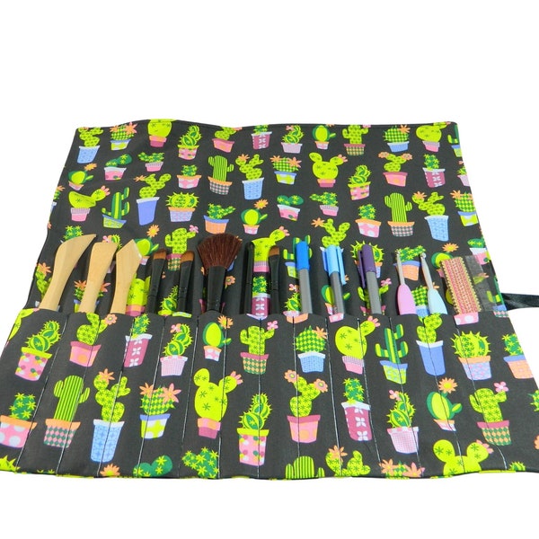 pencil roll, cactus, brush roller, pencil case, makeup brush, hook needles, utensile silo, storage, small parts, order helper, travel