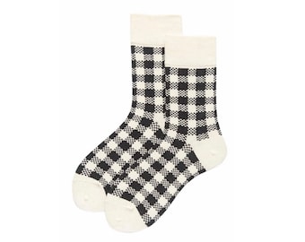 Black And White Plaid Socks, Unisex Socks, Premium Cotton Socks, Novelty Socks, Perfect Gift for Men and Women