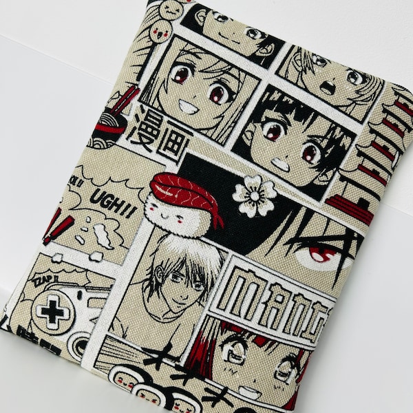 Pochette à livre/Manga - Manga Naturel et Rouge (format au choix)