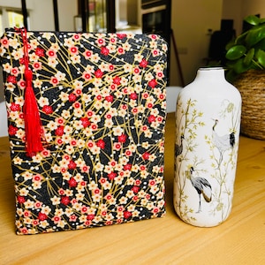 Estuche con cremallera para libros - Flores japonesas (tamaño a elegir)