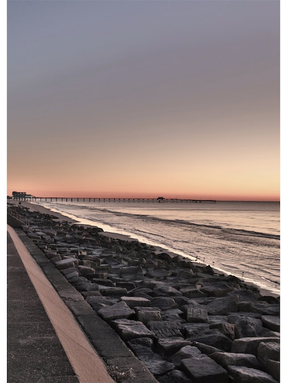 Galveston TX Seawall Galveston Beach Sunrise Galveston Etsy