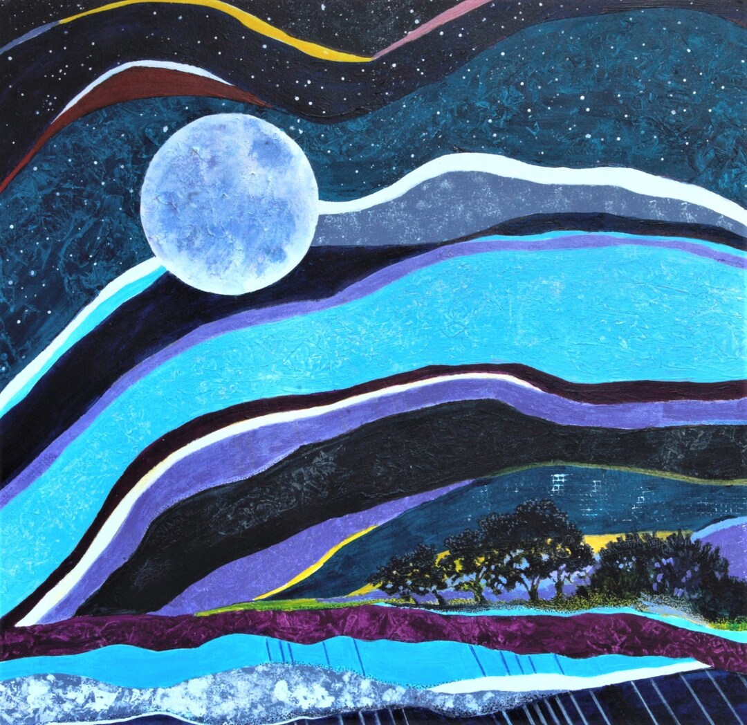 Moonrise 1 | Giclee Print | Night Landscape | Abstract Moonlit ...
