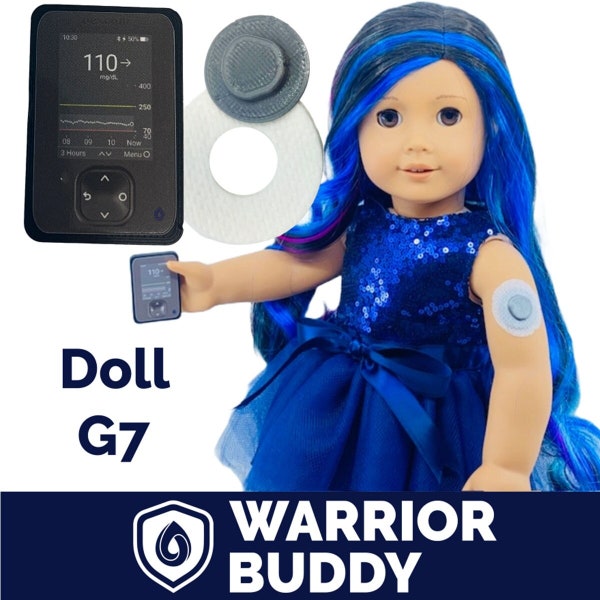 Dexcom G7 CGM WarriorBuddy™  Accessory Set With Mini Overlay Patches for 18-Inch Doll Companions- Doll Not Included