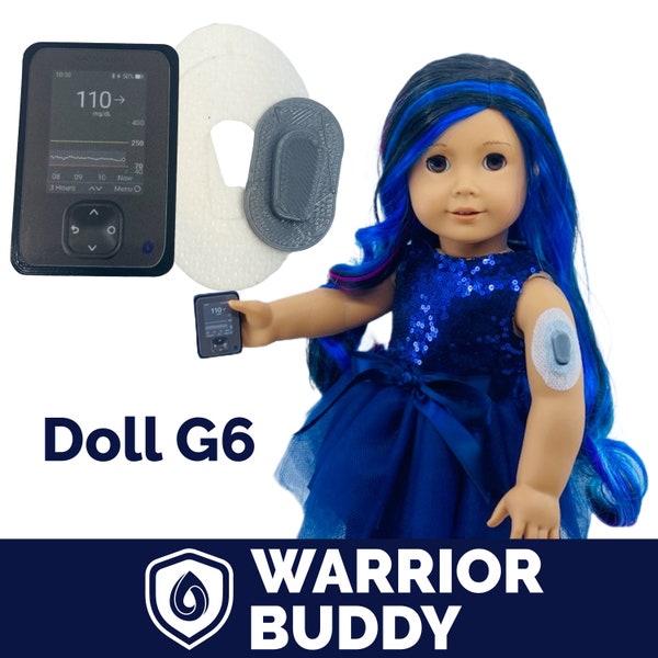 Dexcom G6 CGM WarriorBuddy™  Accessory Set With Mini- Overlay Patches for 18-Inch Doll Companions- Doll Not Included