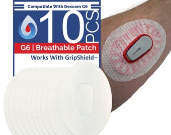 Dexcom G6 Hypoallergenic & Breathable Overlay Patches By The Sugar Patch- 10 Pack Bright White