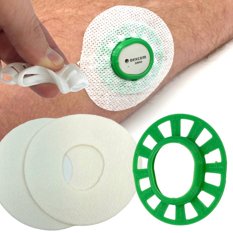 Flexible & Reusable Dexcom G7 GripShield™ CGM Bump Protection Overlay Shield, Armor Guard Includes 2 Sample Adhesive Overlay Patches Simply Green