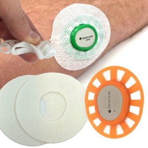 Flexible & Reusable Dexcom G7 GripShield™ CGM Bump Protection Overlay Shield, Armor Guard Includes 2 Sample Adhesive Overlay Patches Tangerine Orange