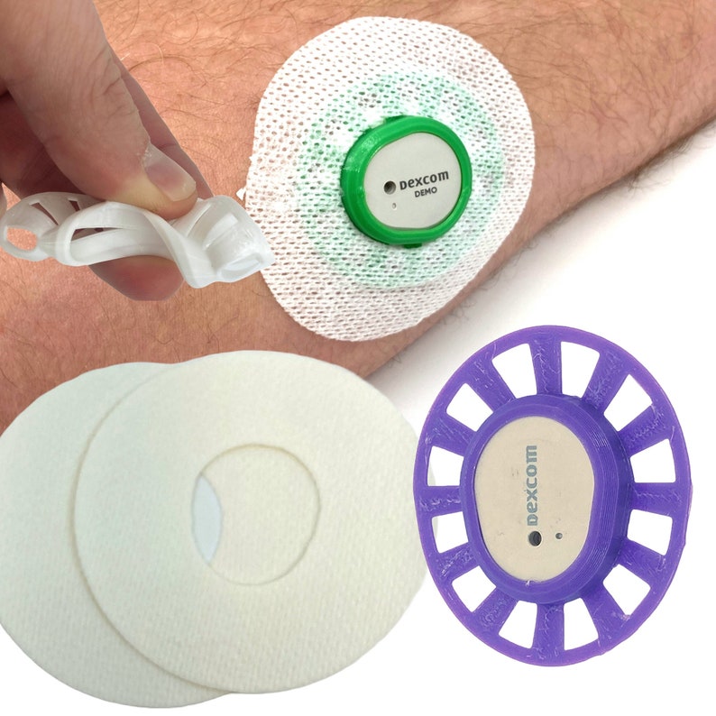 Flexible & Reusable Dexcom G7 GripShield™ CGM Bump Protection Overlay Shield, Armor Guard Includes 2 Sample Adhesive Overlay Patches Grape